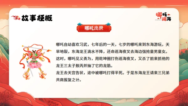 哪吒闹海神话故事通用PPT模板