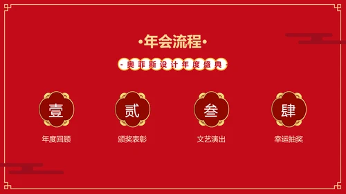 红色喜庆中国风年会活动晚会PPT模板