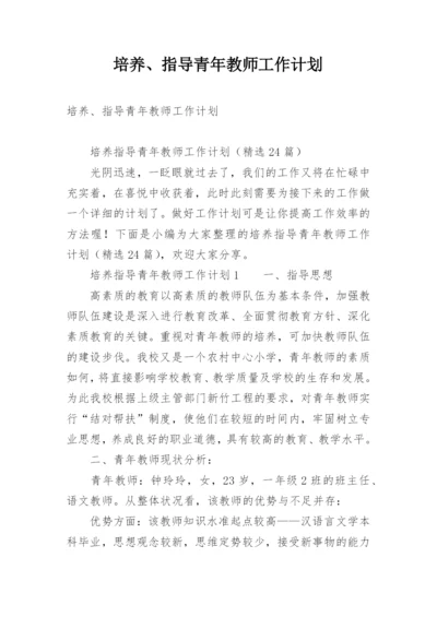 培养、指导青年教师工作计划.docx