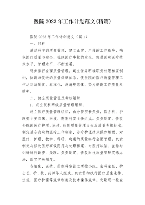 医院2023年工作计划范文(精篇).docx