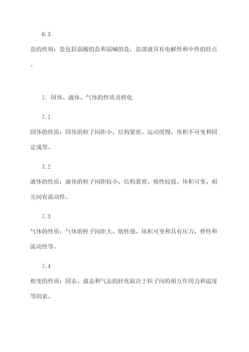 初二化学考试知识点总结