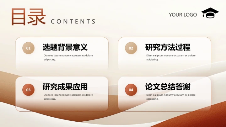 棕色咖色简约毕业论文答辩ppt模板