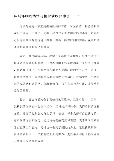 清洁马桶劳动收获感言