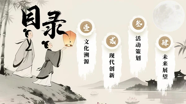 棕色中国风中元节文化传承与创新策划PPT模板
