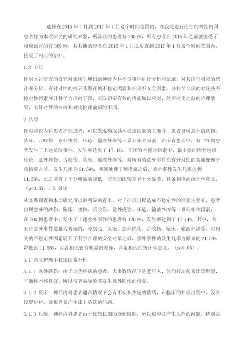 神经内科护理中潜在的不稳定因素与安全对策分析1.docx