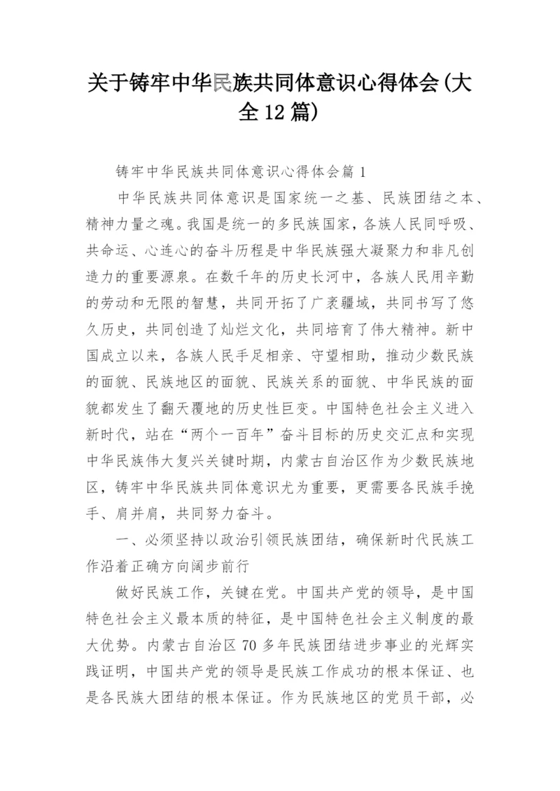 关于铸牢中华民族共同体意识心得体会(大全12篇).docx