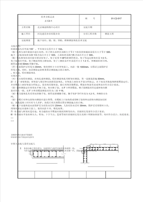 地下室框架梁板柱墙体楼梯钢筋绑扎技术交底