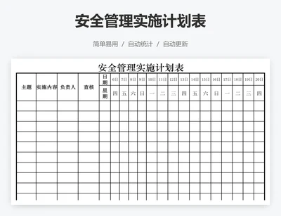 安全管理实施计划表