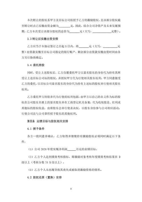 高管员工股权激励协议