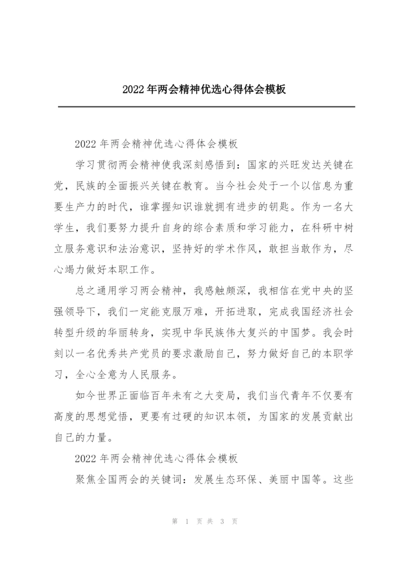 2022年两会精神优选心得体会模板.docx