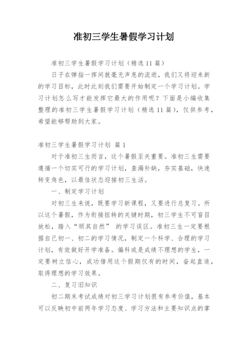 准初三学生暑假学习计划.docx