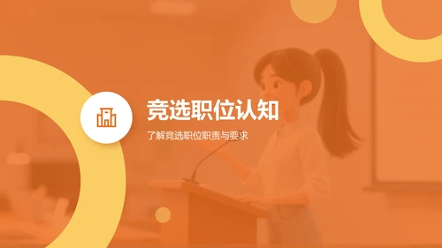橙色扁平风学生会竞选自我展示PPT模板