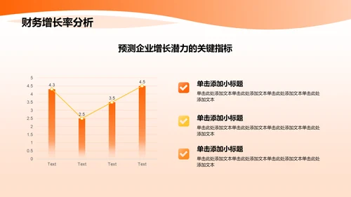 橙色3D风财务分析PPT模板