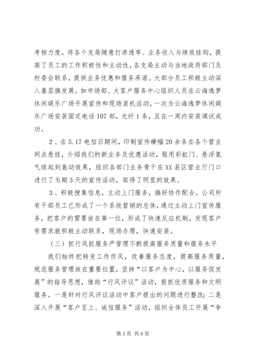 县网通公司上半年责任目标完成情况自查报告 (2).docx