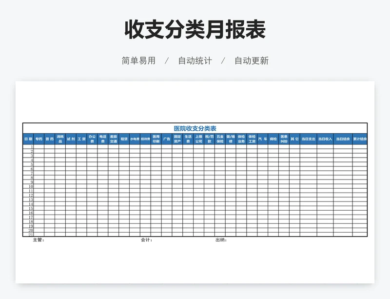 收支分类月报表