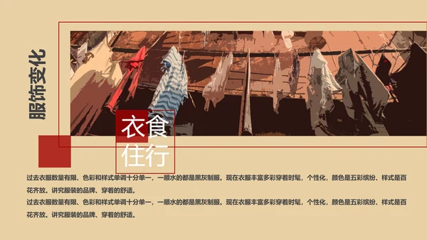 改革开放衣食住行PPT模板