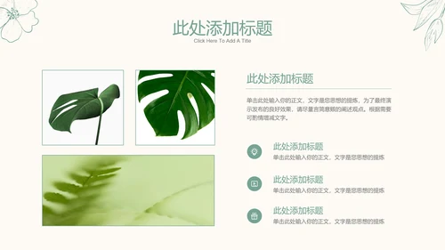 绿色清新风格描线PPT演示模板