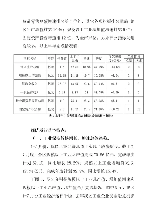 大同市城区上半份经济形势分析报告