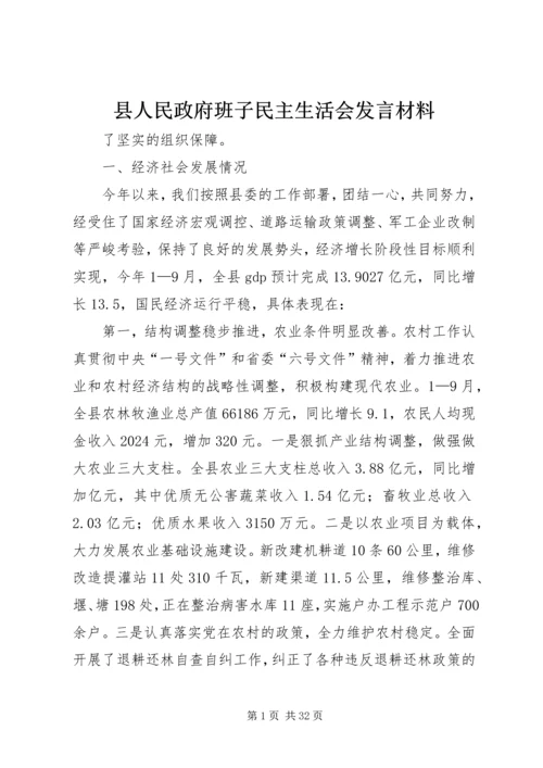 县人民政府班子民主生活会发言材料.docx