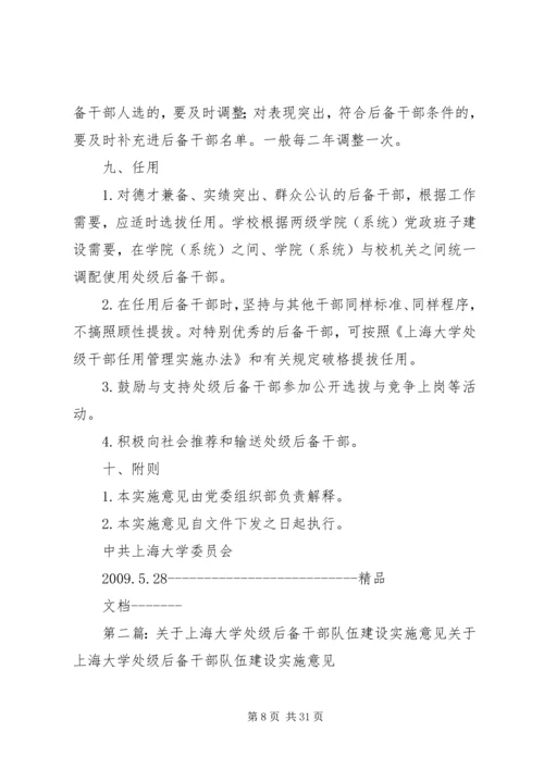 关于上海大学处级后备干部队伍建设实施意见[共5篇].docx