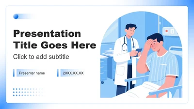 蓝色渐变插画风医院疾病科普活动策划PPT主题模板