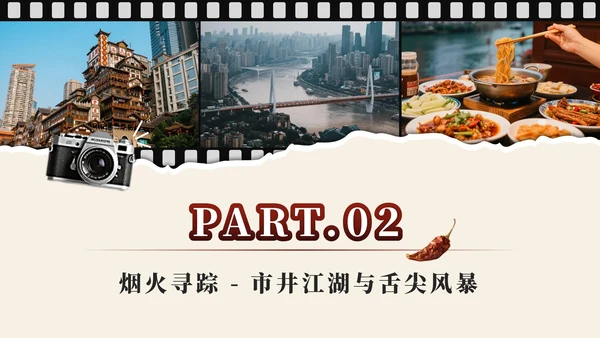 红色实景重庆旅行攻略PPT模板