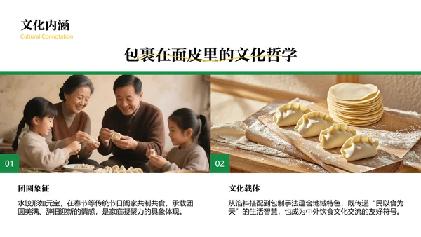 绿色中国美食饺子文化介绍PPT模板