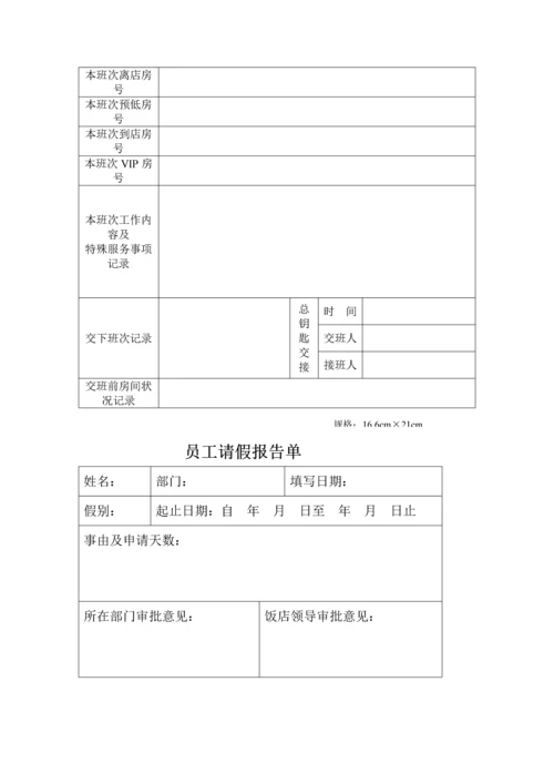 星级连锁酒店客服部综合表汇编.docx