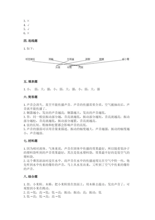 教科版四年级上册科学第一单元《声音》测试卷附完整答案（网校专用）.docx