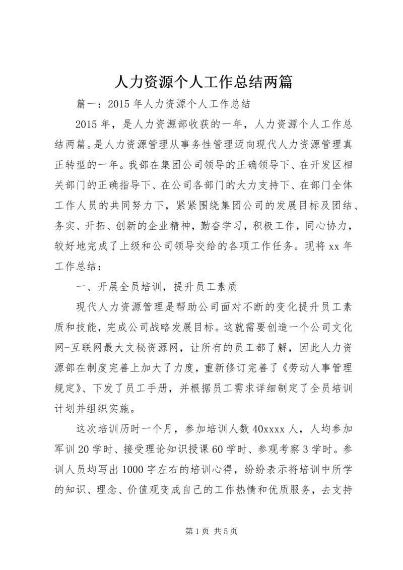 人力资源个人工作总结两篇.docx