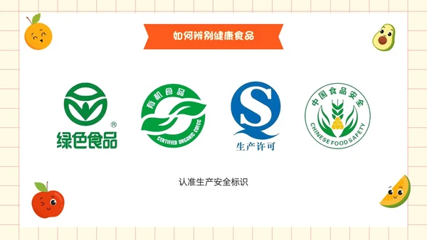 黄色卡通风吃健康的食物PPT模板健康饮食讲座