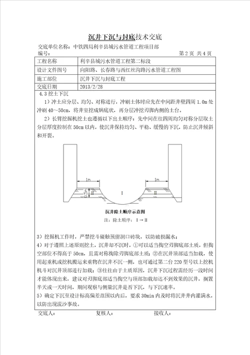 沉井下沉技术交底(不排水法)