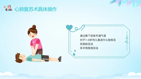 蓝色卡通儿童心肺复苏PPT模板宣传PPT动态PPT