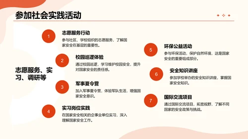 红色插画风大学生如何守护国家安全PPT模板