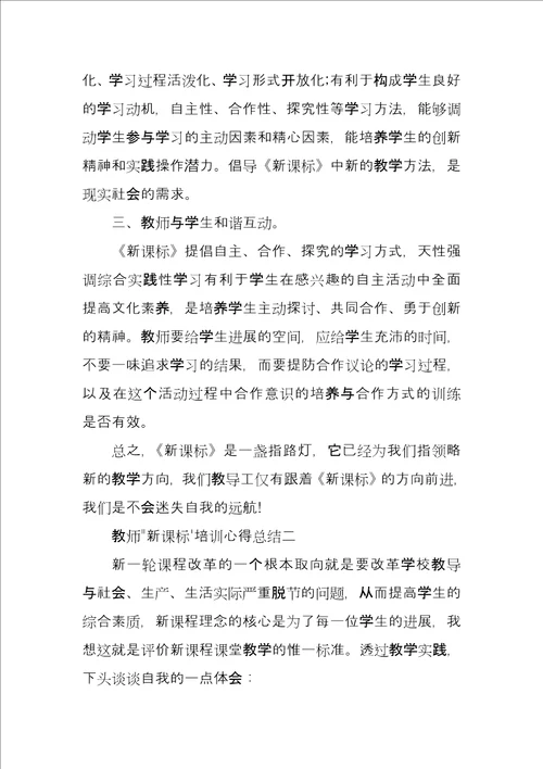 教师“新课标培训心得总结