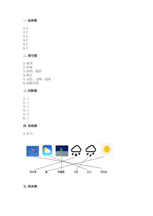 教科版三年级上册科学期末测试卷含答案【精练】.docx