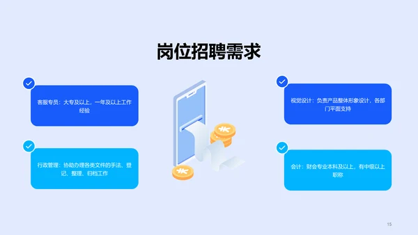 蓝色卡通插画春季招聘大会多岗位通用PPT