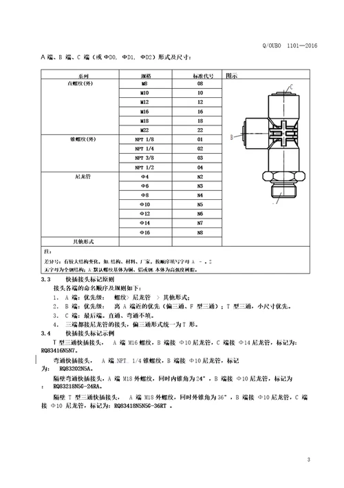 快插接头标准2016