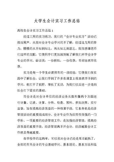 大学生会计实习工作总结