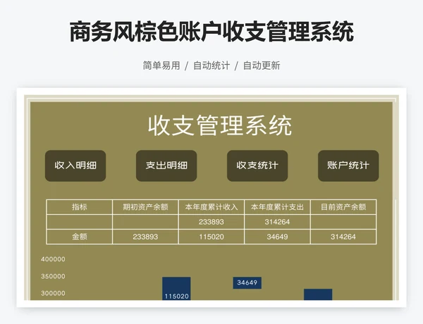 商务风棕色账户收支管理系统