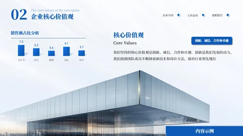 蓝色简约商务企业介绍通用PPT模板