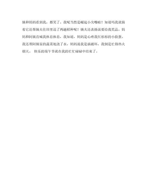 难忘的端午节初二优秀作文