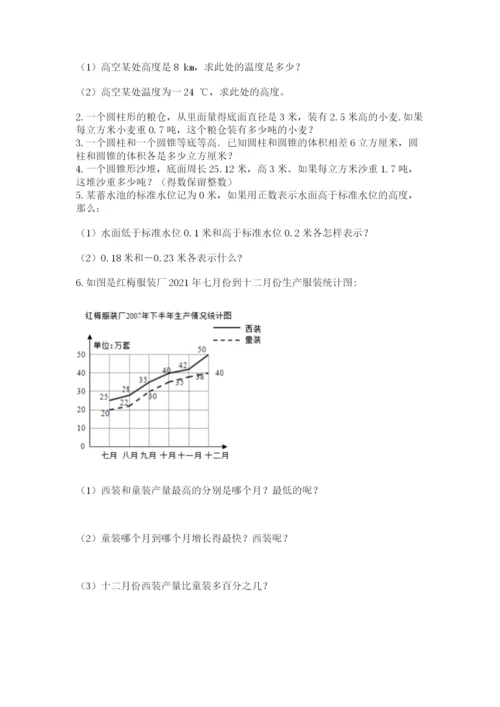 人教版数学六年级下册试题期末模拟检测卷附参考答案（综合卷）.docx