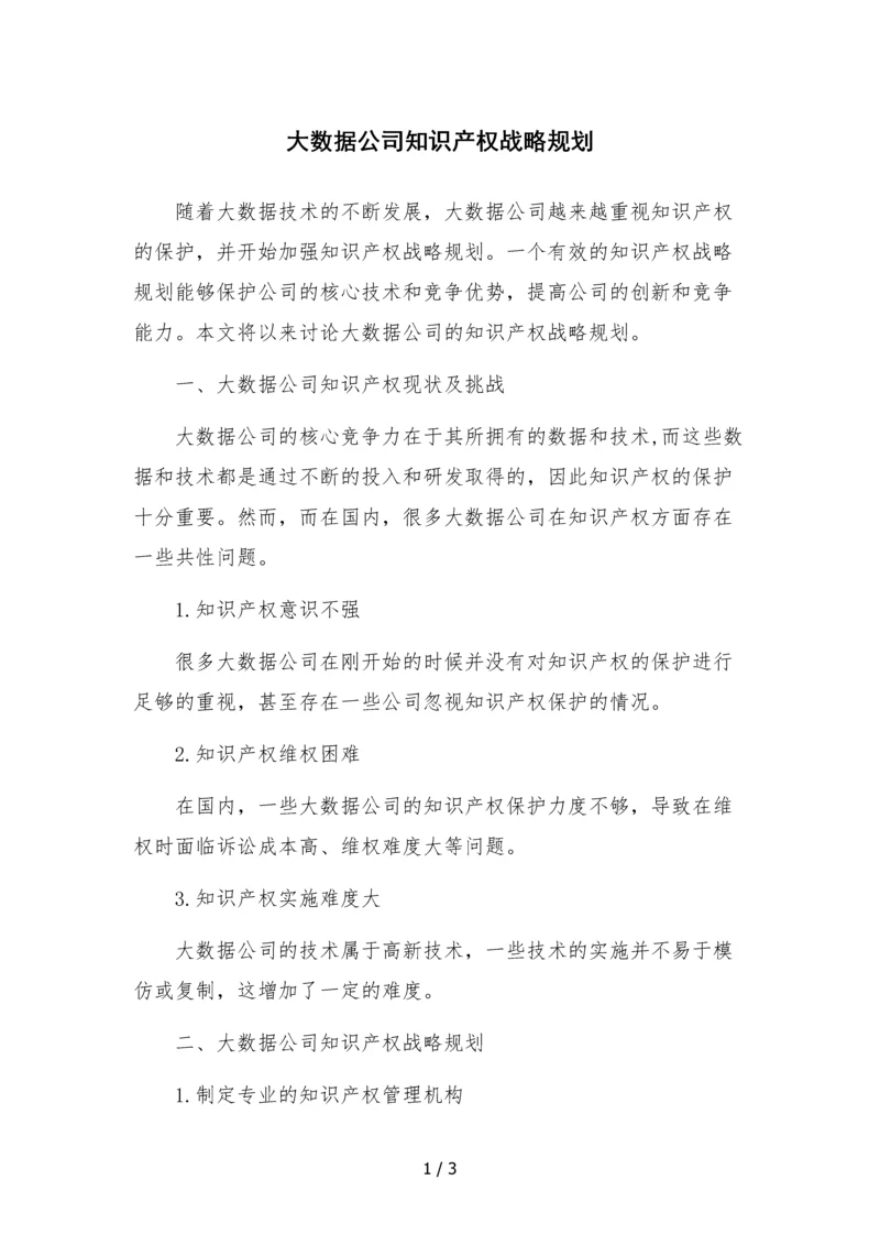 大数据公司知识产权战略规划.docx