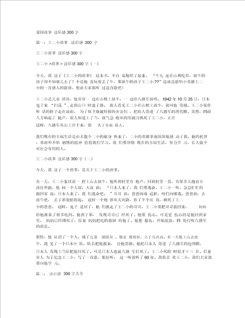 爱国故事读后感300字