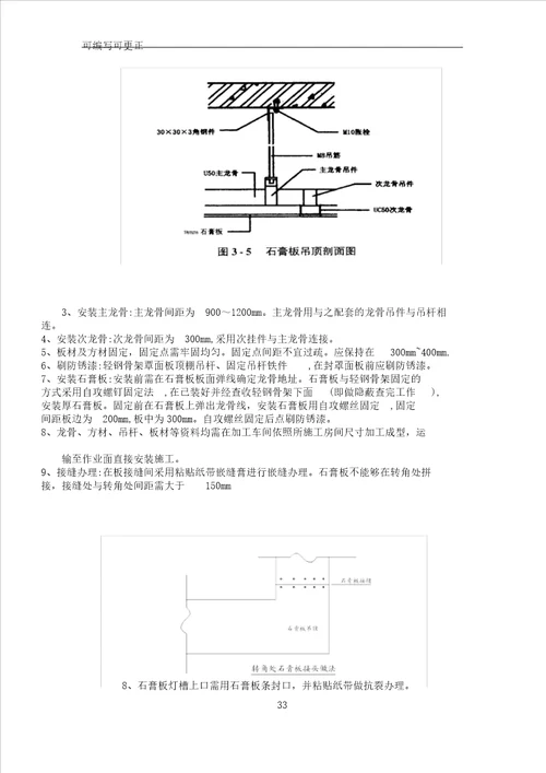 石膏板吊顶工艺流程纲要