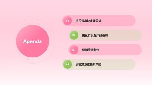 粉色渐变风春季桃花节旅游宣传PPT模板