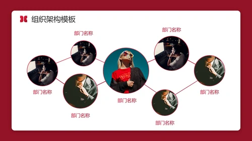 红色实景简约商务公司企业组织架构图PPT模板
