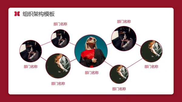 红色实景简约商务公司企业组织架构图PPT模板