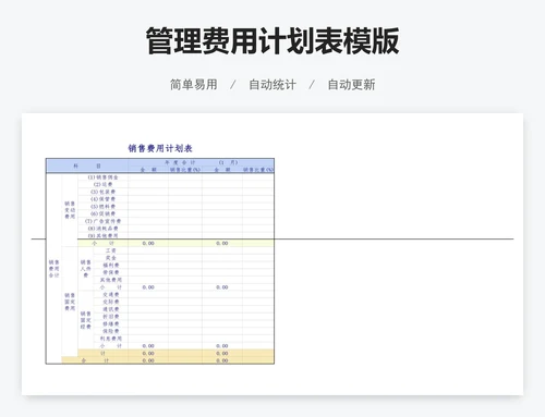 管理费用计划表模版